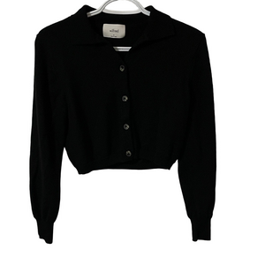 Wilfred Black Cropped Merino Wool Cardigan Size Medium